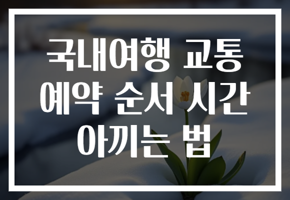 국내여행 교통 예약 순서 시간 아끼는 법