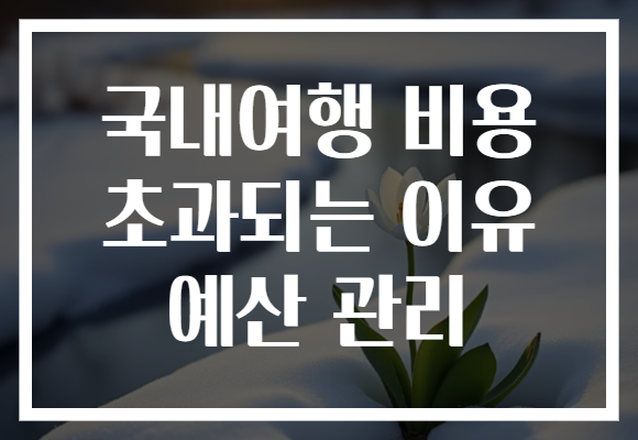 국내여행 비용 초과되는 이유 예산 관리