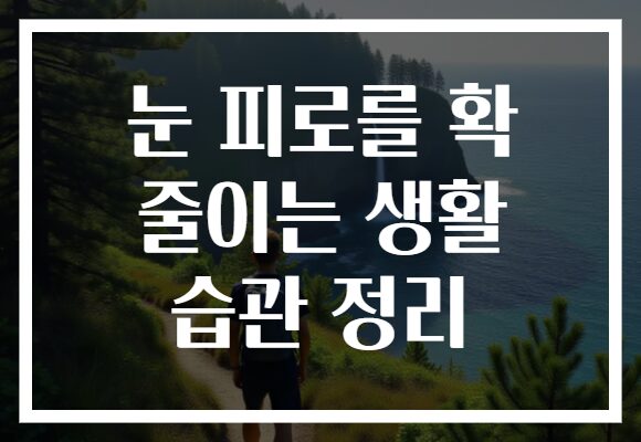 눈 피로를 확 줄이는 생활 습관 정리