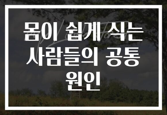 몸이 쉽게 식는 사람들의 공통 원인