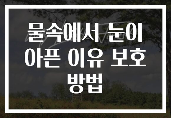 물속에서 눈이 아픈 이유 보호 방법