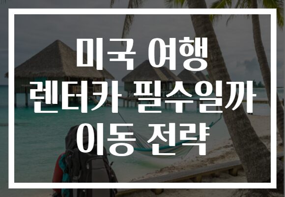 미국 여행 렌터카 필수일까 이동 전략