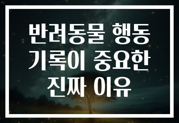 반려동물 행동 기록이 중요한 진짜 이유