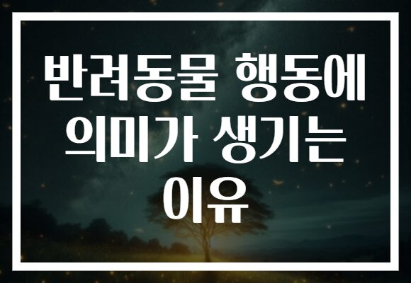 반려동물 행동에 의미가 생기는 이유