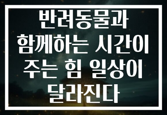 반려동물과 함께하는 시간이 주는 힘 일상이 달라진다
