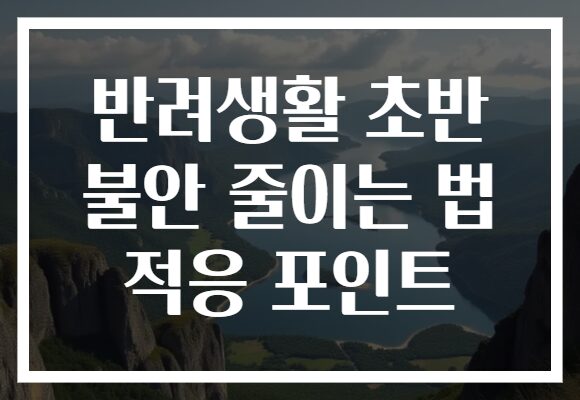 반려생활 초반 불안 줄이는 법 적응 포인트