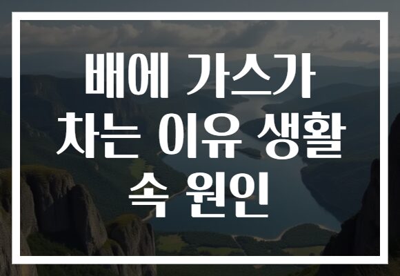 배에 가스가 차는 이유 생활 속 원인