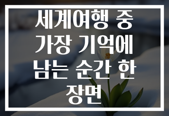 세계여행 중 가장 기억에 남는 순간 한 장면
