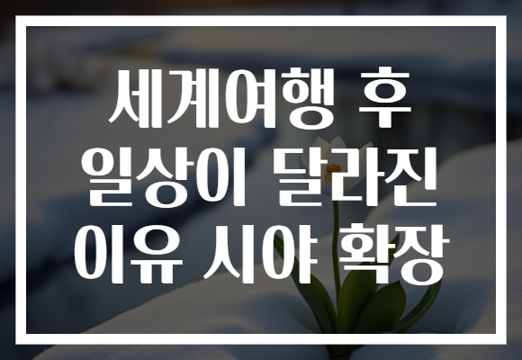 세계여행 후 일상이 달라진 이유 시야 확장