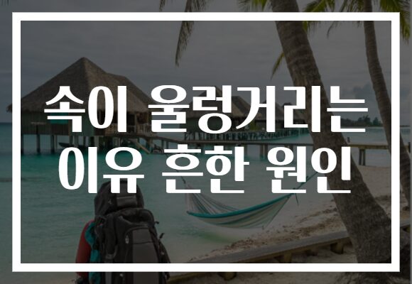 속이 울렁거리는 이유 흔한 원인