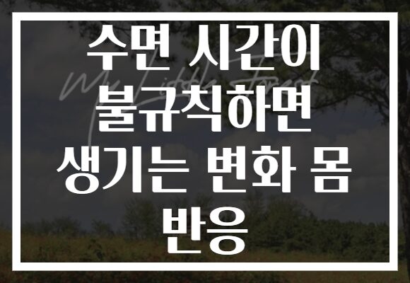 수면 시간이 불규칙하면 생기는 변화 몸 반응