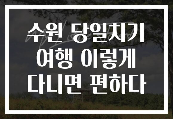 수원 당일치기 여행 이렇게 다니면 편하다