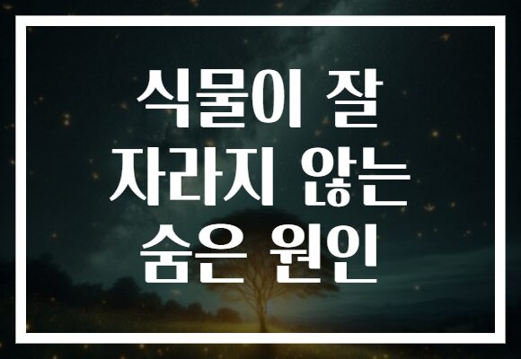 식물이 잘 자라지 않는 숨은 원인