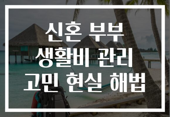 신혼 부부 생활비 관리 고민 현실 해법