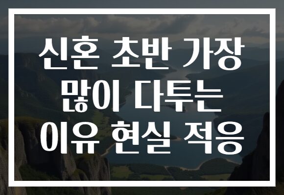 신혼 초반 가장 많이 다투는 이유 현실 적응