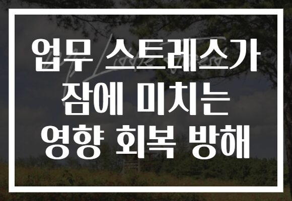 업무 스트레스가 잠에 미치는 영향 회복 방해