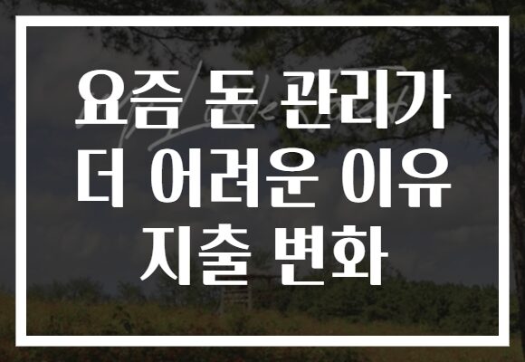 요즘 돈 관리가 더 어려운 이유 지출 변화