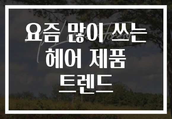 요즘 많이 쓰는 헤어 제품 트렌드