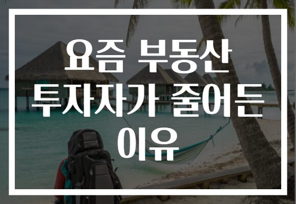 요즘 부동산 투자자가 줄어든 이유
