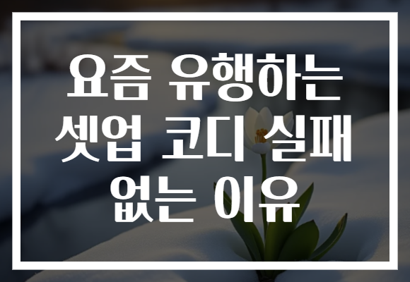 요즘 유행하는 셋업 코디 실패 없는 이유