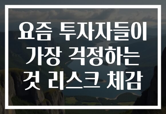 요즘 투자자들이 가장 걱정하는 것 리스크 체감