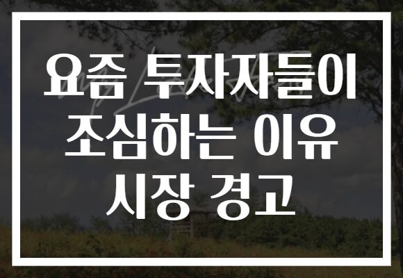 요즘 투자자들이 조심하는 이유 시장 경고