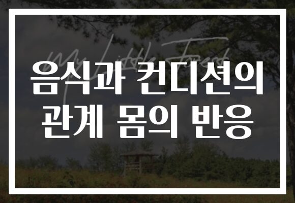 음식과 컨디션의 관계 몸의 반응