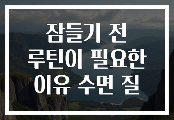 잠들기 전 루틴이 필요한 이유 수면 질