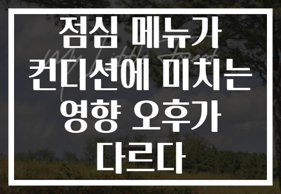 점심 메뉴가 컨디션에 미치는 영향 오후가 다르다