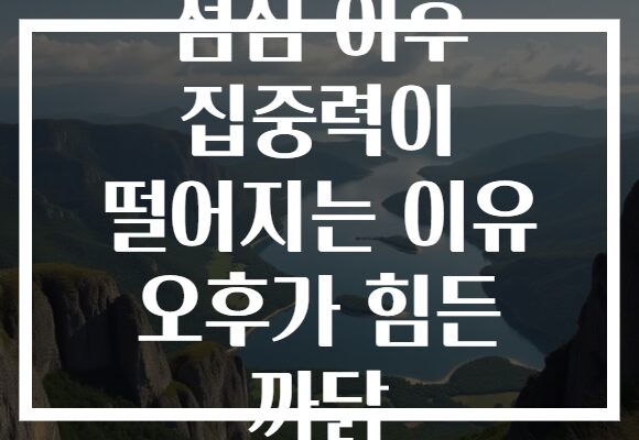 점심 이후 집중력이 떨어지는 이유 오후가 힘든 까닭