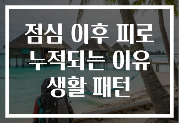 점심 이후 피로 누적되는 이유 생활 패턴