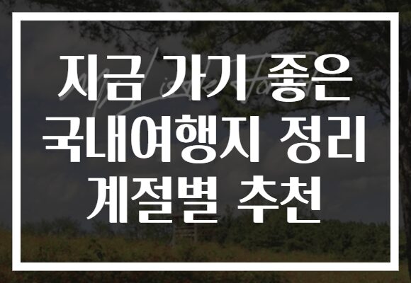 지금 가기 좋은 국내여행지 정리 계절별 추천