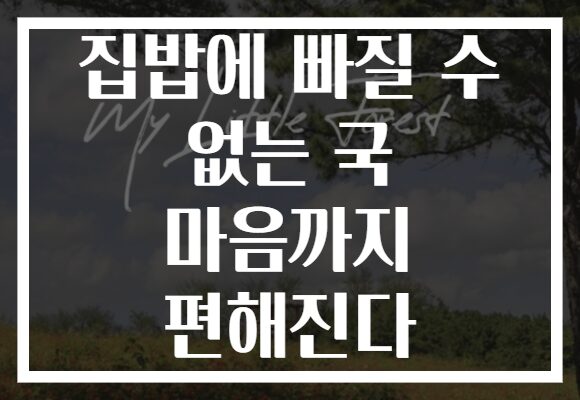 집밥에 빠질 수 없는 국 마음까지 편해진다