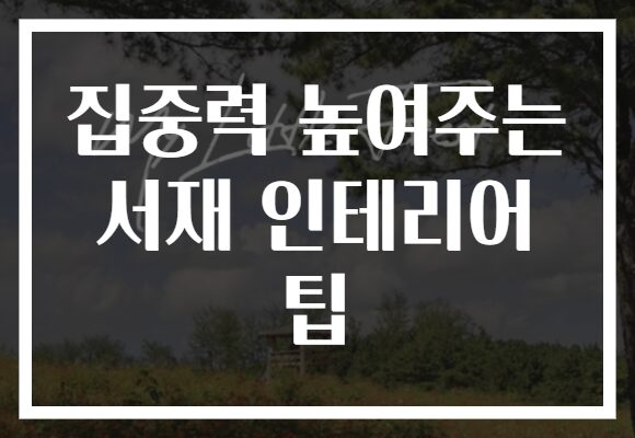 집중력 높여주는 서재 인테리어 팁