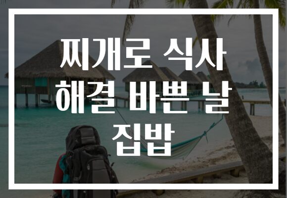 찌개로 식사 해결 바쁜 날 집밥