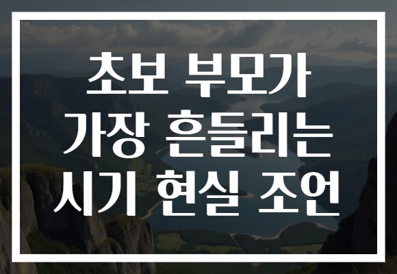 초보 부모가 가장 흔들리는 시기 현실 조언