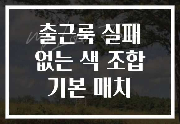 출근룩 실패 없는 색 조합 기본 매치
