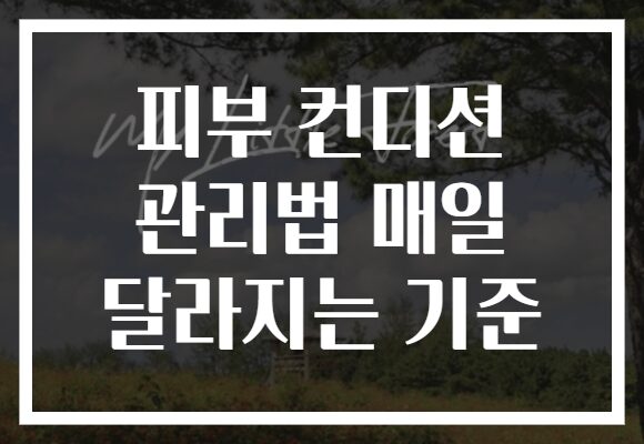 피부 컨디션 관리법 매일 달라지는 기준