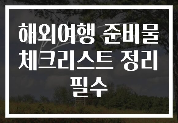 해외여행 준비물 체크리스트 정리 필수