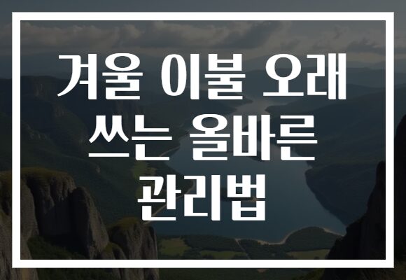 겨울 이불 오래 쓰는 올바른 관리법