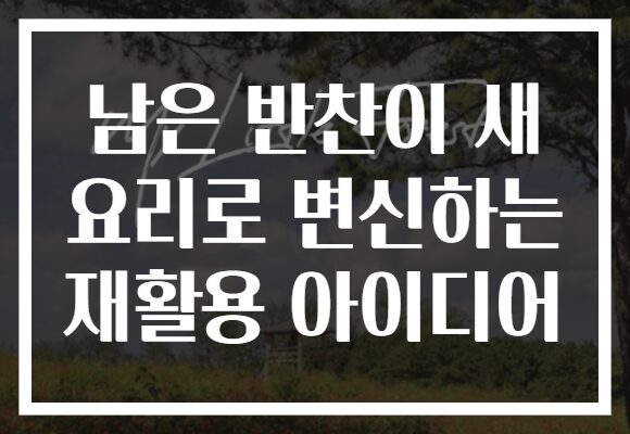 남은 반찬이 새 요리로 변신하는 재활용 아이디어