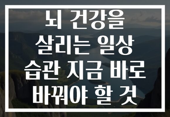 뇌 건강을 살리는 일상 습관 지금 바로 바꿔야 할 것