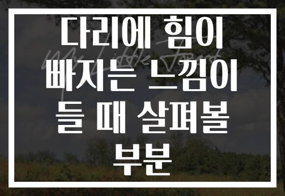 다리에 힘이 빠지는 느낌이 들 때 살펴볼 부분