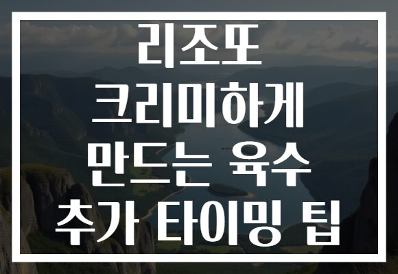 리조또 크리미하게 만드는 육수 추가 타이밍 팁