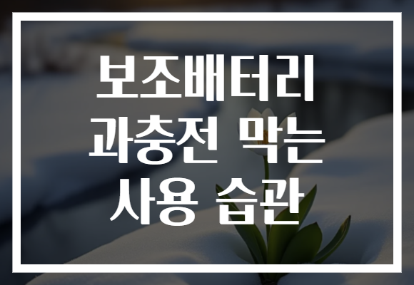보조배터리 과충전 막는 사용 습관