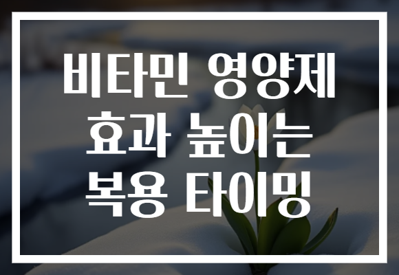 비타민 영양제 효과 높이는 복용 타이밍