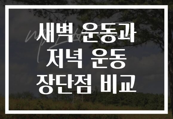 새벽 운동과 저녁 운동 장단점 비교