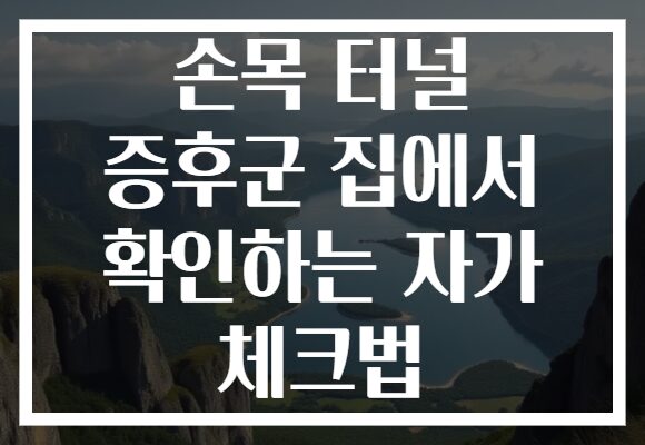 손목 터널 증후군 집에서 확인하는 자가 체크법