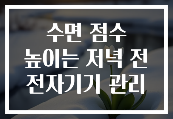 수면 점수 높이는 저녁 전 전자기기 관리