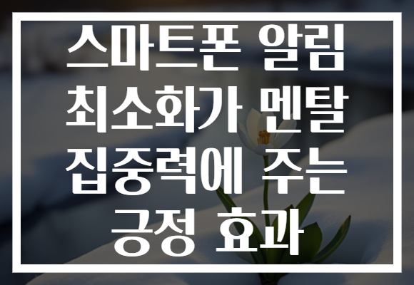 스마트폰 알림 최소화가 멘탈 집중력에 주는 긍정 효과